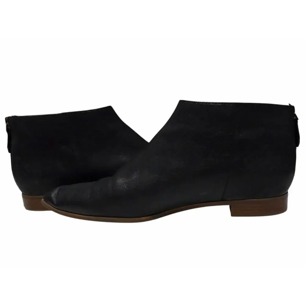 Cole Haan Black Leather Ankle Boots Pointed Toe Booties Back Zip Women’s 10.5